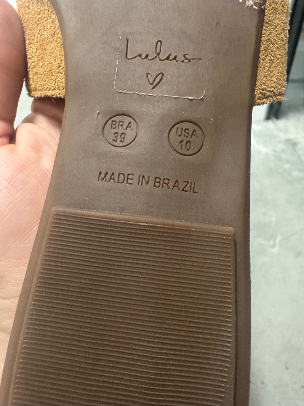 Lulu’s Suede Tan Slides, 10 - Picture 3 of 4
